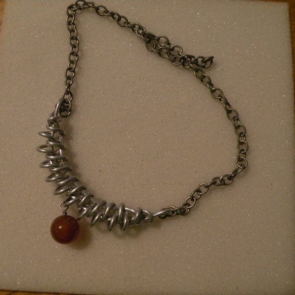 One of a kind necklace with round marble/ stone - Picture 3 of 7